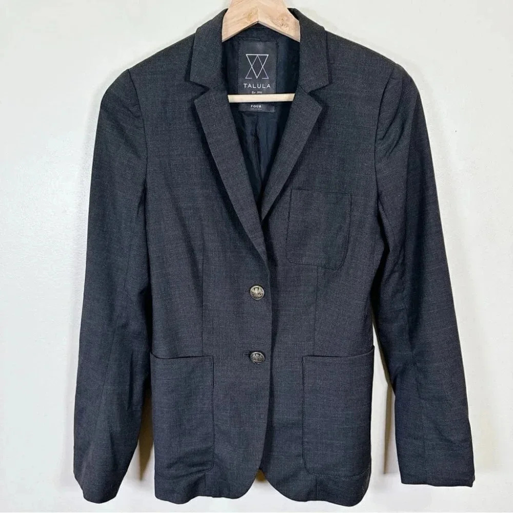 Aritzia Talula Wool Blend Two Buttons Academia Schoolboy Exeter Boyfriend Blazer